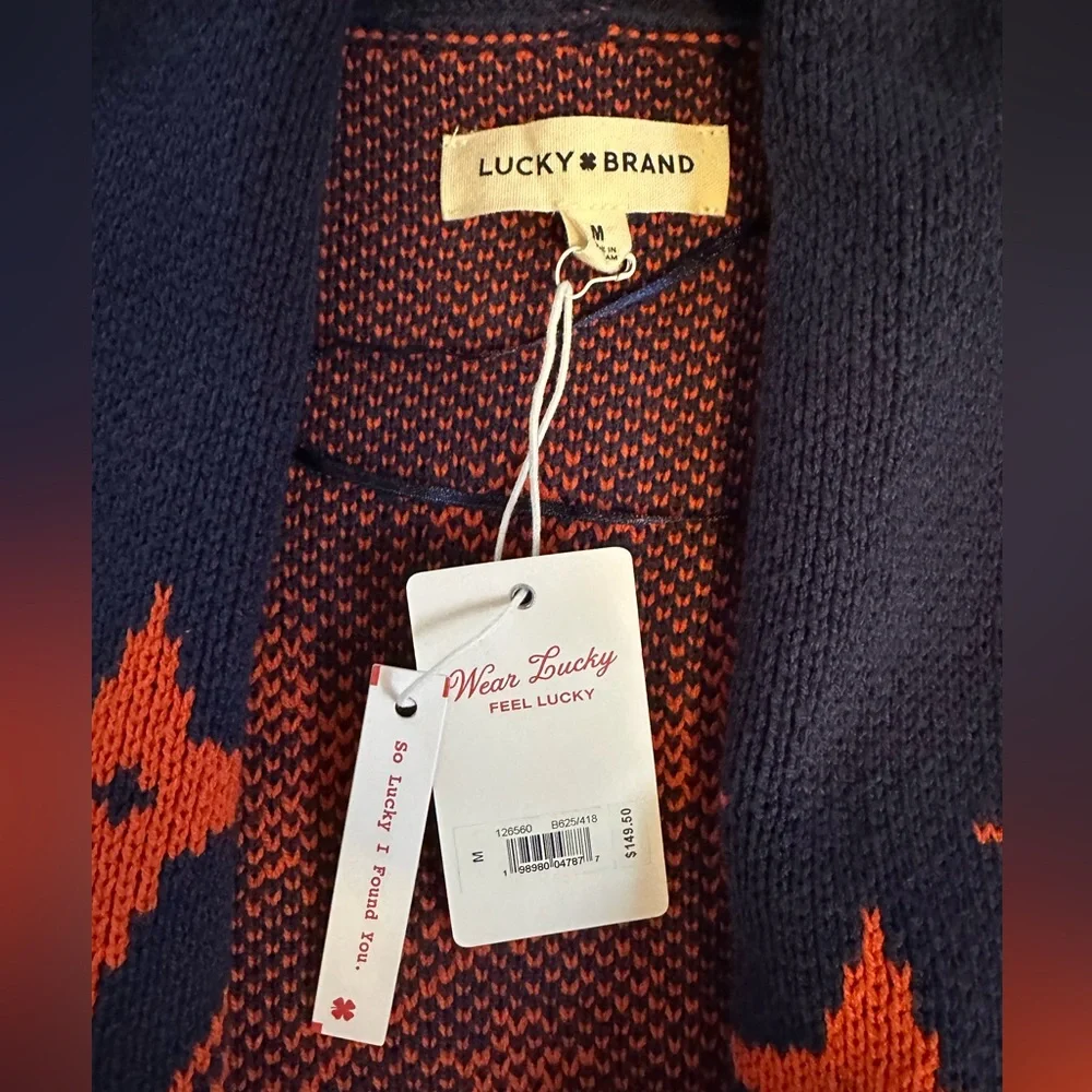 NWT Lucky Brand Southwestern Aztec Open Front Cardigan Sweater. - Picture 5 of 7